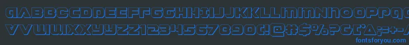 フォントJeebra3D – 黒い背景に青い文字
