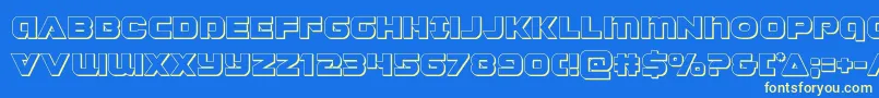 Fonte Jeebra3D – fontes amarelas em um fundo azul