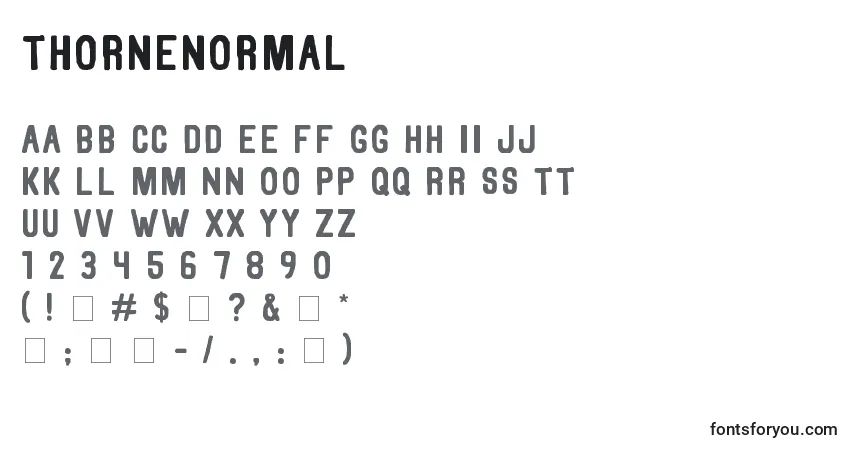 A fonte ThorneNormal – alfabeto, números, caracteres especiais