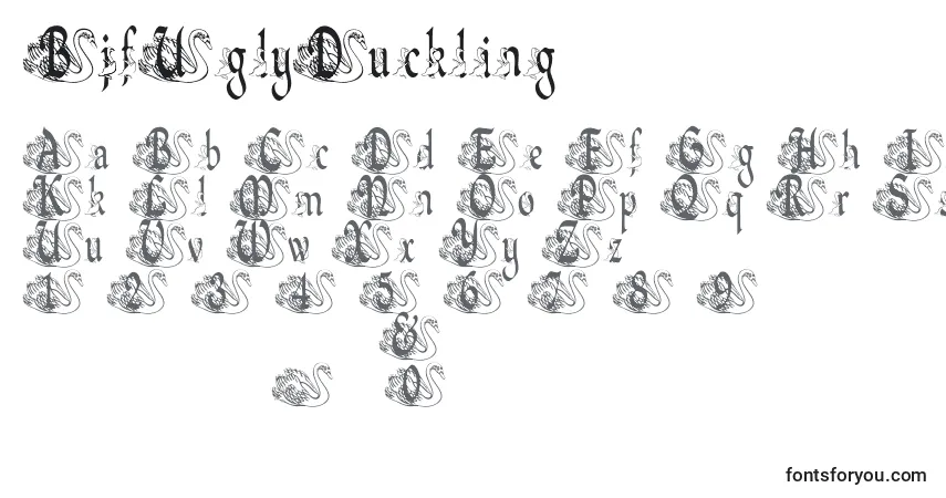 Schriftart BjfUglyDuckling – Alphabet, Zahlen, spezielle Symbole