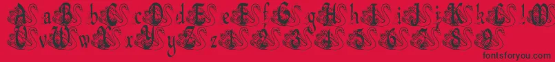 BjfUglyDuckling-Schriftart – Schwarze Schriften auf rotem Hintergrund