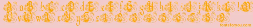 BjfUglyDuckling-Schriftart – Orangefarbene Schriften auf rosa Hintergrund