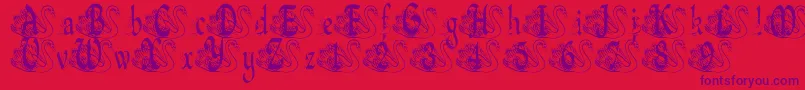 BjfUglyDuckling-Schriftart – Violette Schriften auf rotem Hintergrund