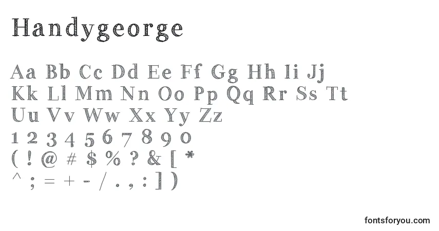 Шрифт Handygeorge – алфавит, цифры, специальные символы