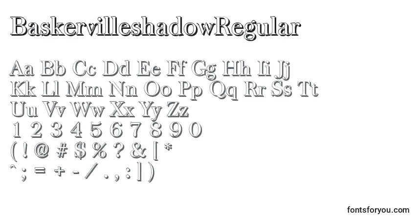 Шрифт BaskervilleshadowRegular – алфавит, цифры, специальные символы