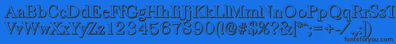 BaskervilleshadowRegular-Schriftart – Schwarze Schriften auf blauem Hintergrund