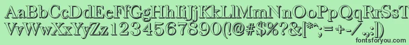 Czcionka BaskervilleshadowRegular – czarne czcionki na zielonym tle