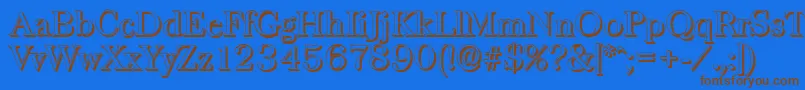 BaskervilleshadowRegular-Schriftart – Braune Schriften auf blauem Hintergrund