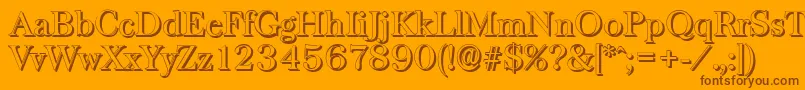 Fonte BaskervilleshadowRegular – fontes marrons em um fundo laranja