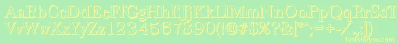 BaskervilleshadowRegular-fontti – keltaiset fontit vihreällä taustalla