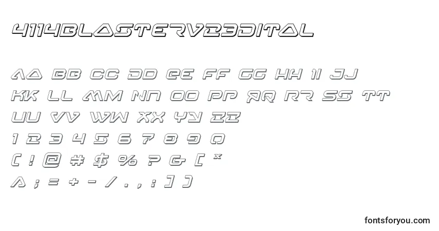 A fonte 4114blasterv23Dital – alfabeto, números, caracteres especiais