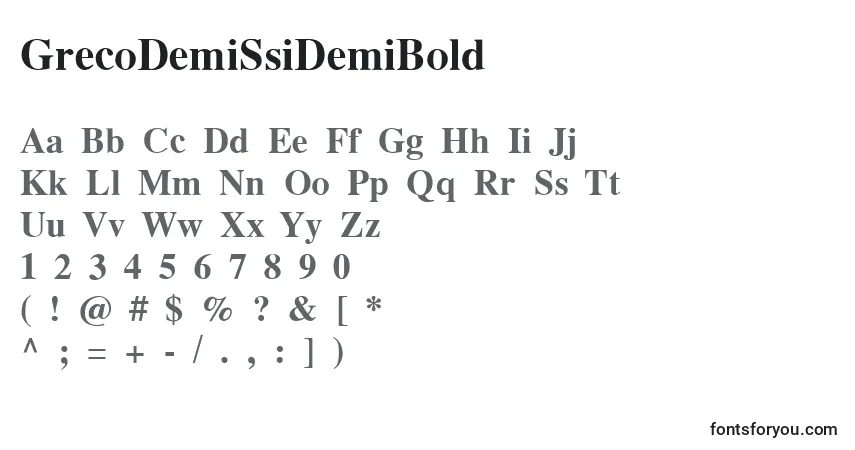Шрифт GrecoDemiSsiDemiBold – алфавит, цифры, специальные символы