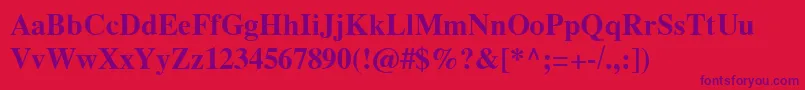 Fonte GrecoDemiSsiDemiBold – fontes roxas em um fundo vermelho