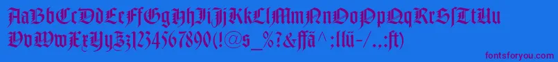 NotreDameLtRomanDfr-Schriftart – Violette Schriften auf blauem Hintergrund