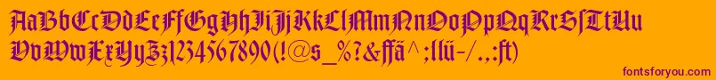 NotreDameLtRomanDfr-Schriftart – Violette Schriften auf orangefarbenem Hintergrund