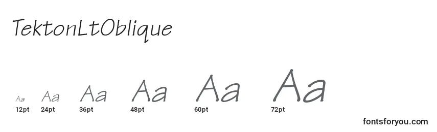 Размеры шрифта TektonLtOblique