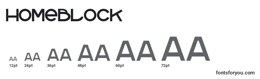 Размеры шрифта Homeblock