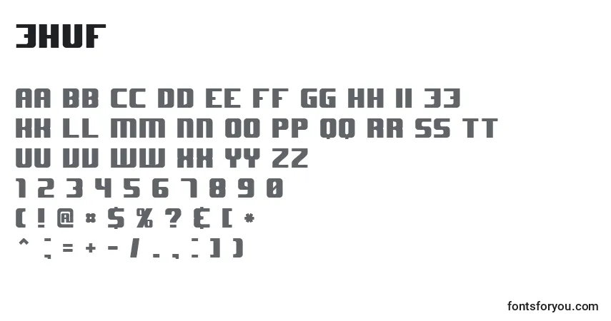 Schriftart Jhuf – Alphabet, Zahlen, spezielle Symbole