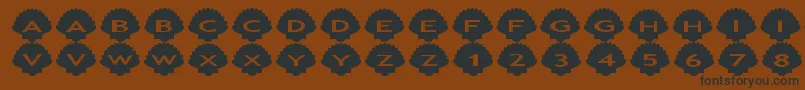 Weitere Informationen zur Asshells-Schriftart Asshells-Schriftart – Schwarze Schriften auf braunem Hintergrund