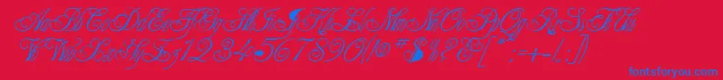 CollarRegular-Schriftart – Blaue Schriften auf rotem Hintergrund