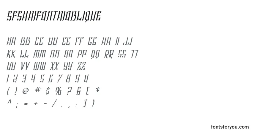 SfShaiFontaiOblique-fontti – aakkoset, numerot, erikoismerkit
