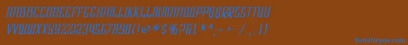 SfShaiFontaiOblique-Schriftart – Blaue Schriften auf braunem Hintergrund