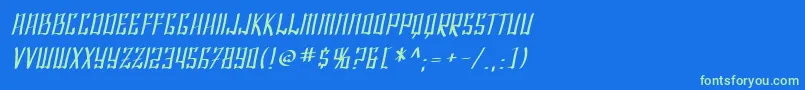 SfShaiFontaiOblique Font – Green Fonts on Blue Background