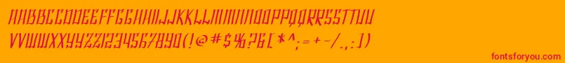 SfShaiFontaiOblique-Schriftart – Rote Schriften auf orangefarbenem Hintergrund