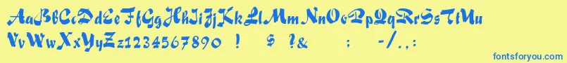 FoxScript Font – Blue Fonts on Yellow Background