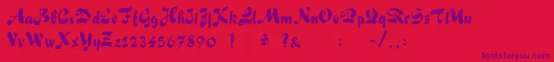 FoxScript-Schriftart – Violette Schriften auf rotem Hintergrund