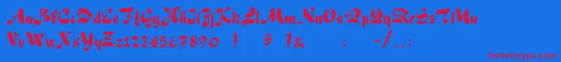 FoxScript Font – Red Fonts on Blue Background