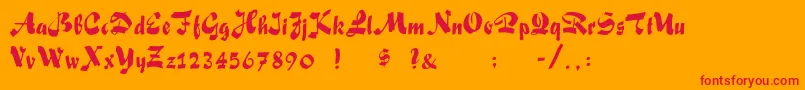 FoxScript-Schriftart – Rote Schriften auf orangefarbenem Hintergrund