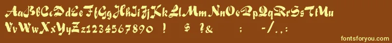 FoxScript Font – Yellow Fonts on Brown Background