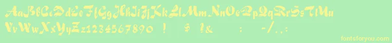 FoxScript Font – Yellow Fonts on Green Background