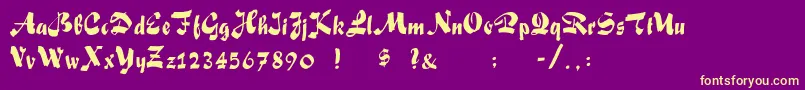 FoxScript Font – Yellow Fonts on Purple Background