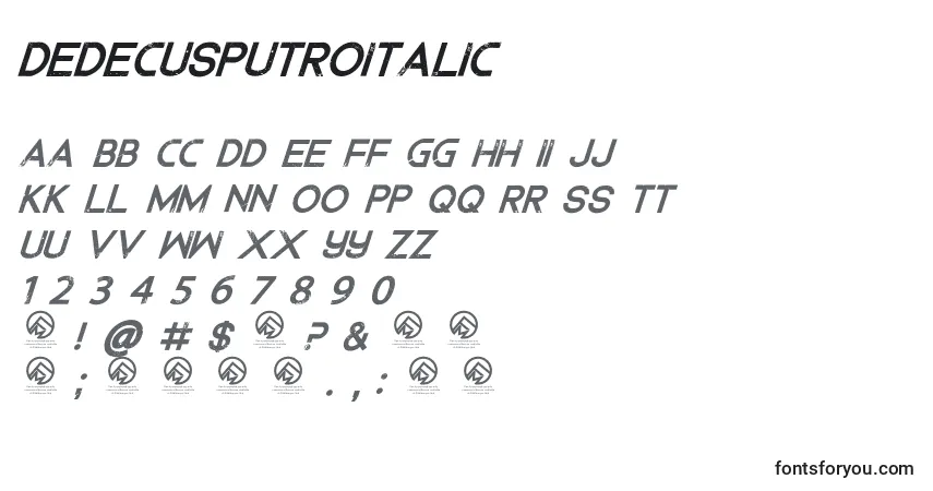 Schriftart DedecusputroItalic – Alphabet, Zahlen, spezielle Symbole