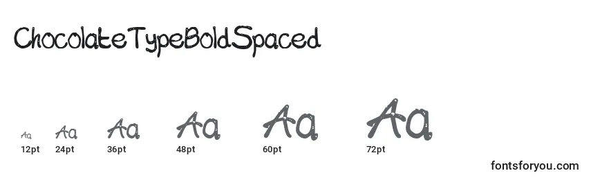 Размеры шрифта ChocolateTypeBoldSpaced