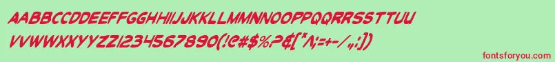 Toontici-Schriftart – Rote Schriften auf grünem Hintergrund