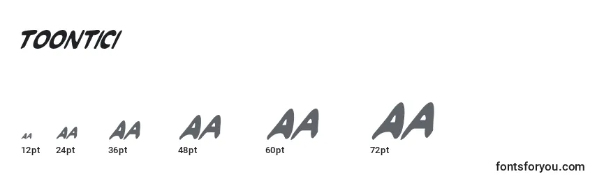 Toontici Font Sizes