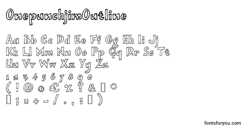 A fonte OnepunchjimOutline – alfabeto, números, caracteres especiais