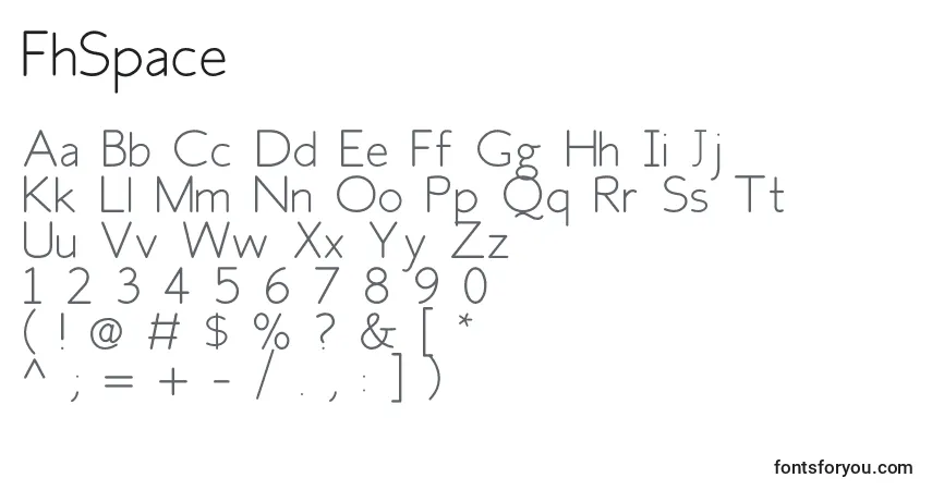 Czcionka FhSpace – alfabet, cyfry, specjalne znaki