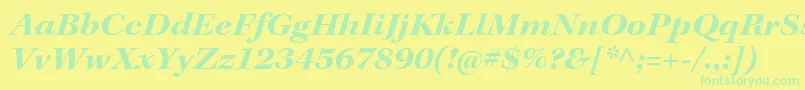 Fonte KeplerstdBoldextitsubh – fontes verdes em um fundo amarelo