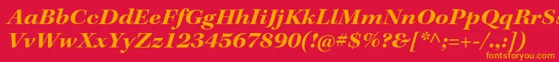 フォントKeplerstdBoldextitsubh – 赤い背景にオレンジの文字