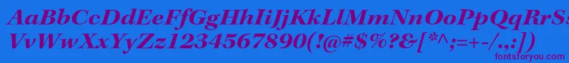 Fonte KeplerstdBoldextitsubh – fontes roxas em um fundo azul