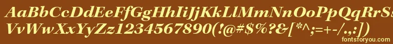 Fonte KeplerstdBoldextitsubh – fontes amarelas em um fundo marrom