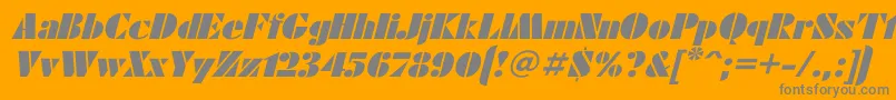 FuturaeugeniaItalic-Schriftart – Graue Schriften auf orangefarbenem Hintergrund