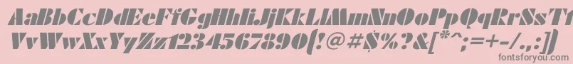 FuturaeugeniaItalic-fontti – harmaat kirjasimet vaaleanpunaisella taustalla
