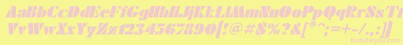 Czcionka FuturaeugeniaItalic – różowe czcionki na żółtym tle