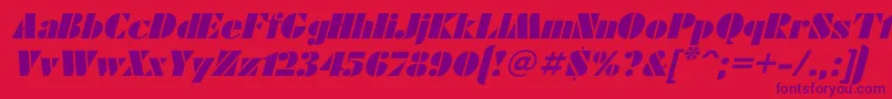 FuturaeugeniaItalic-fontti – violetit fontit punaisella taustalla