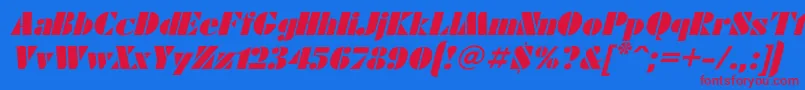 FuturaeugeniaItalic Font – Red Fonts on Blue Background
